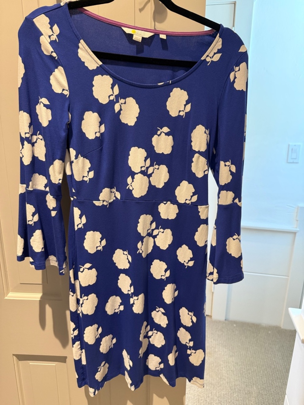 Boden Royal Blue Midi Dress with Cream Floral Print